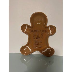 NEW Rae Dunn GINGERBREAD COOKIES Brown Gingerbread Man Plate with Recipe